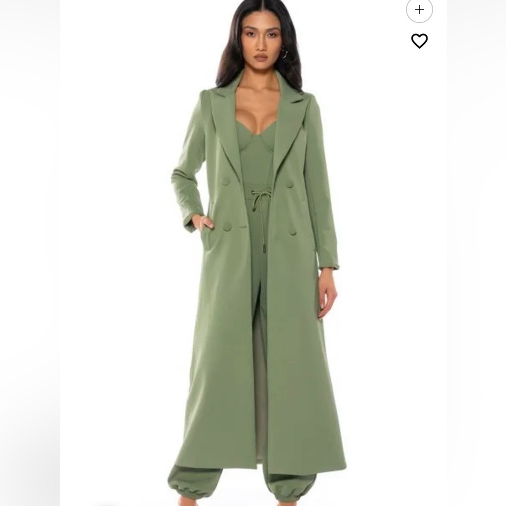 Akira coco butter scuba trench coat outfit set